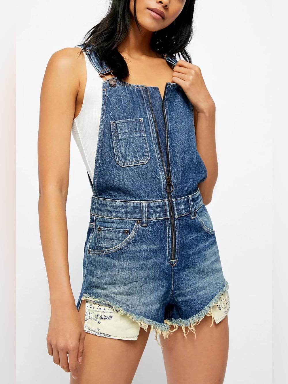 We The Free Sunkissed Denim Short Overalls Size 10